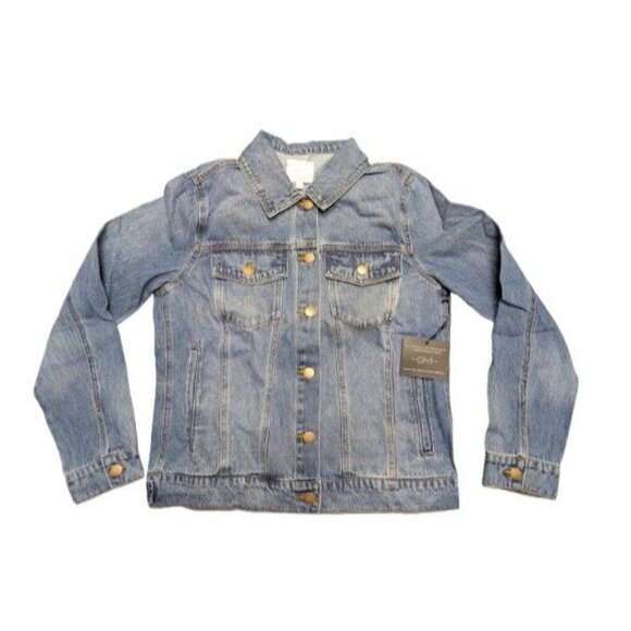 DYI Women's Blue Jean Material Denim Jacket Denim Blue Size Large - Picture 2 of 6